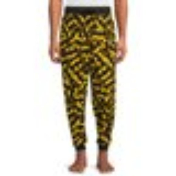 BATMAN MEN'S SIZE XL KNIT JOGGER SLEEP PANTS BLACK YELLOW GOLD DRAWSTRING NWT - Picture 1 of 10